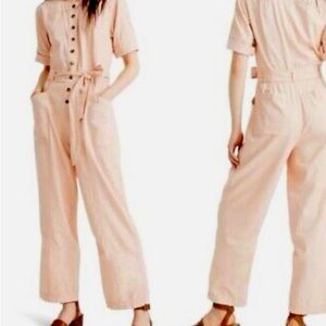 Madewell Women's Topstitched Coverall Jumpsuit Size 2 Style L3295 bashful blush